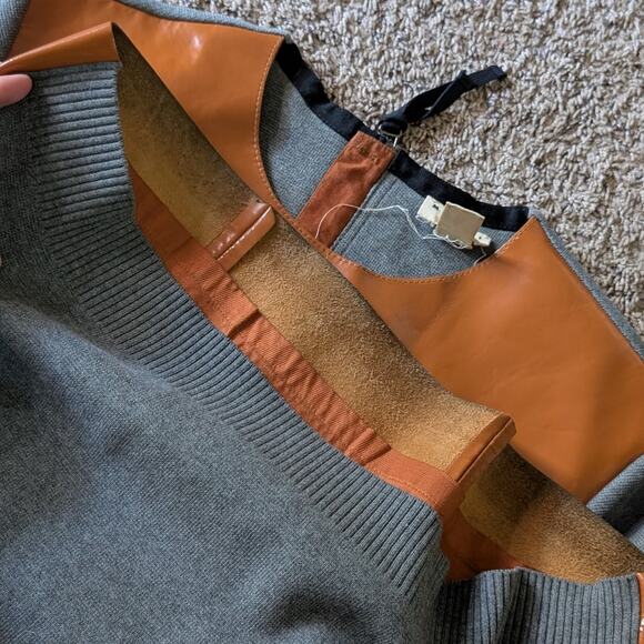 Marni x H&M Orange Patent Leather Cotton Shirt Short Sleeve Top, size 10 - Picture 5 of 8
